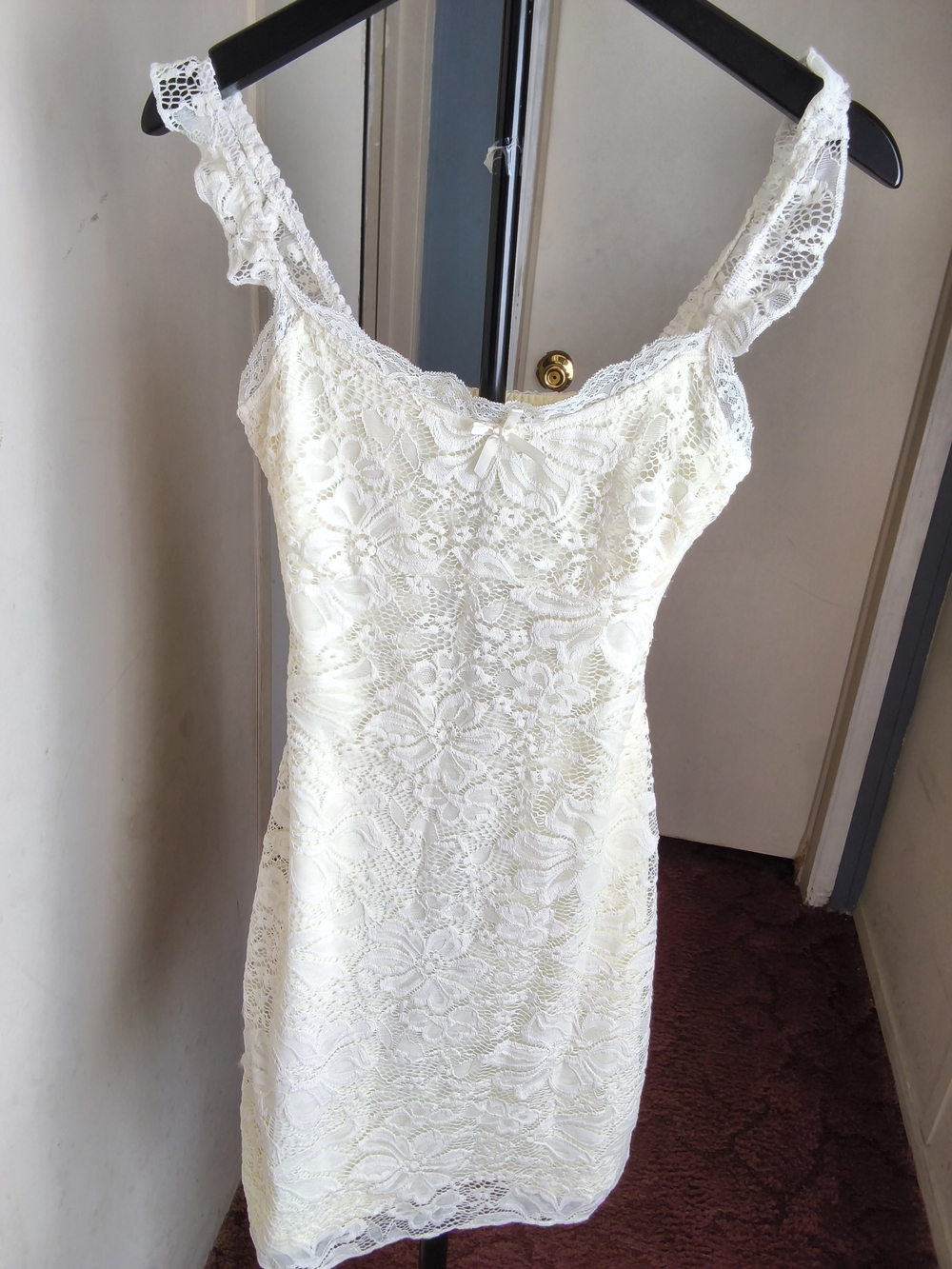 SHEIN Cream Lace Mini Slip Dress